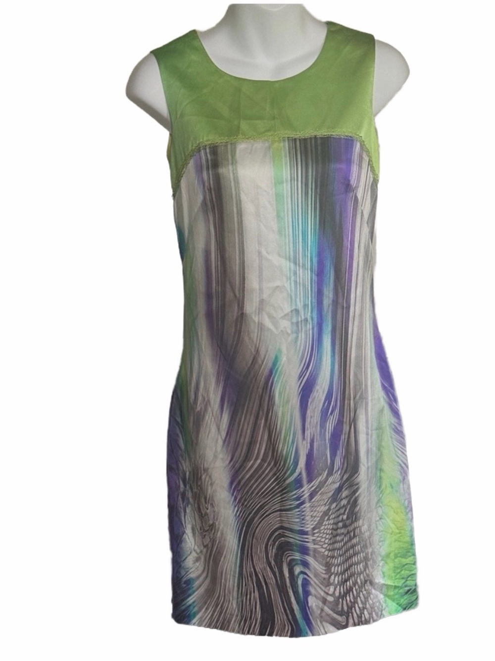 NWT! Elie Tahari Vibrant Green and Blue Mini Dress - Size 0
